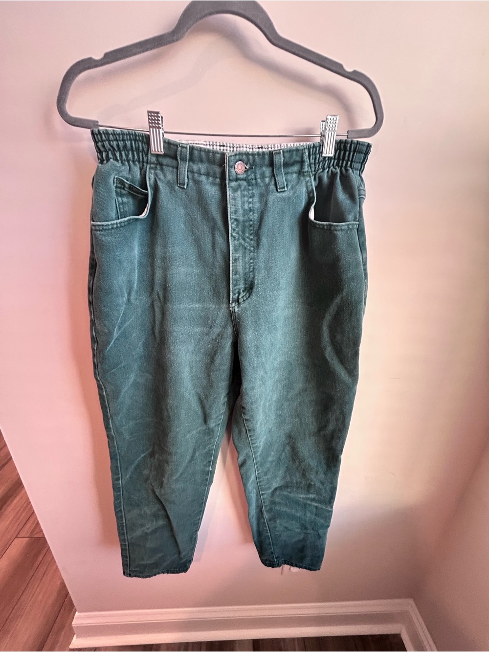 Women’s vintage Lee Rider Jeans Elastic Waist Green Casual Pants GUC size 14